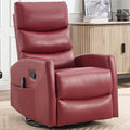 Swivel Recliner with Heat and Massage Rocker Recliner Chair for Living RoomGlider Recliner Nursery Chair with Black Metal Base/Adjustable Backrest and Footrest (PU Leather Red)