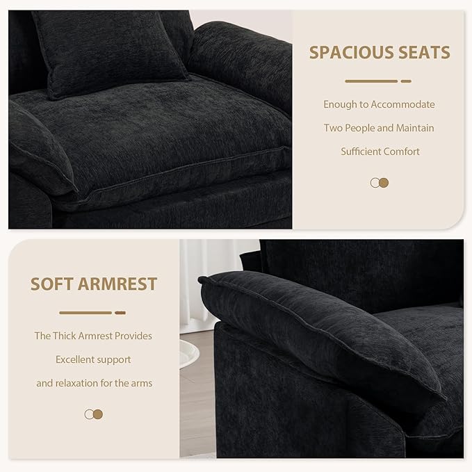 Chenilli Oversized Accent Chair Set of 2 Armchair Chair Comfy Single Sofa with Large Seat and Extra Wide Armrests UpholsteredReading Chairs for Bedroom Living Room