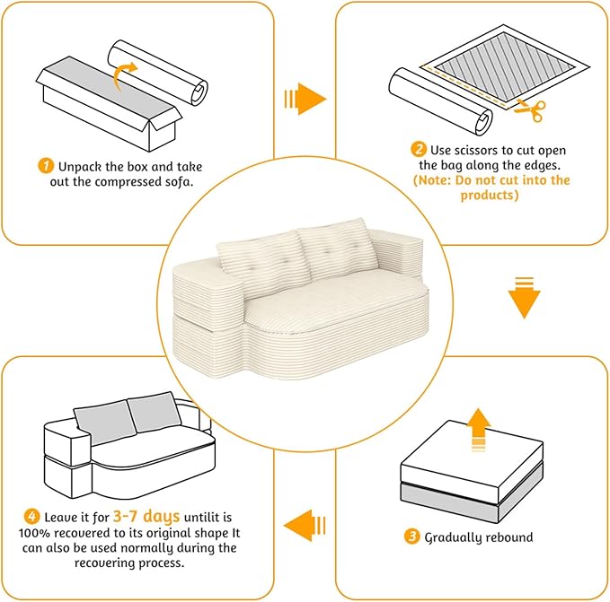 78.7 Convertible Foldable Floor CouchComfy Portable Fold Out Lounge with Functional Blanket and 2 Soft PillowsCorduroy Loveseat CouchSleep Sofa Bed for Living RoomBedroom(Beige)