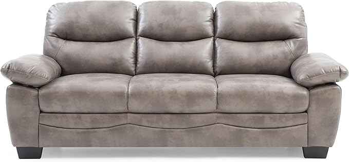 Glory Furniture Marta Faux Leather Sofa in Gray