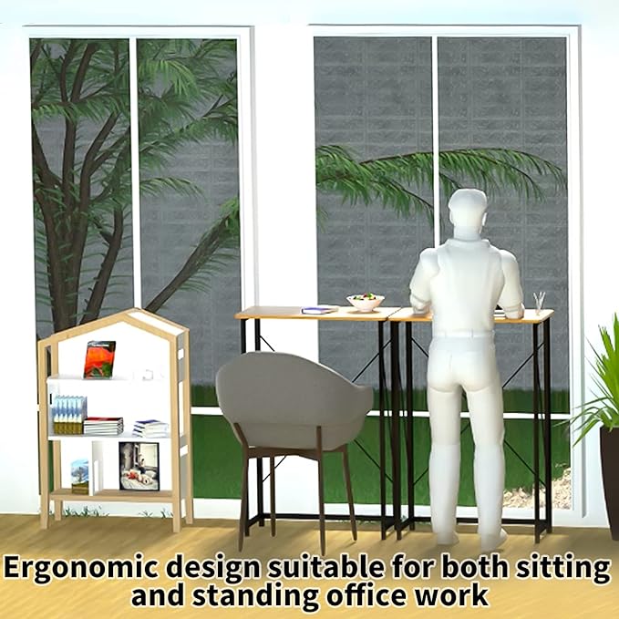 Folding Laptop Computer Desk Standing Desk 31in Small Desk for Sitting or Standing No Need to Assembly Suitable for Home Office Writing (Wood Board Color)