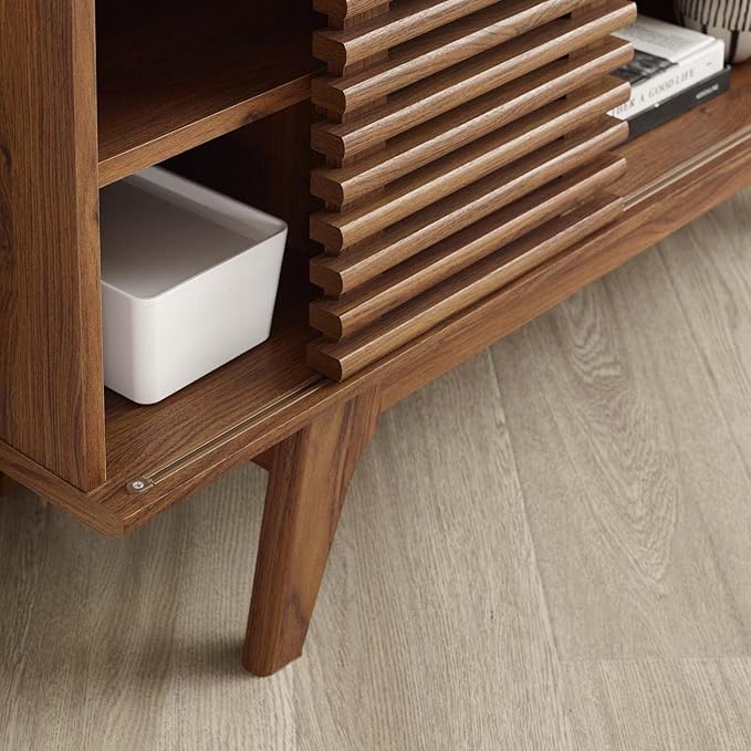 Modway Render Mid-Century Modern Low Profile Corner Media TV Stand in Wal 15 x 46 x 23