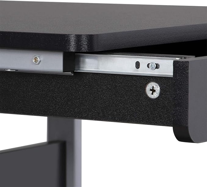 Topeakmart Mobile Computer Desk Office Desk Laptop Computer Table Study Writing Desk with Drawers and Printer Shelf on Wheels for Home Office