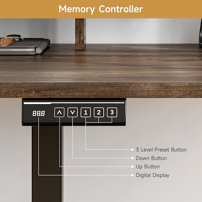ONBRILL L Shaped Standing Desk with File Cabinet 55x24'' Electric Stand Up Desk with Monitor and Storage Shelf Adjustable Height 28-46'' for Home and Computer Workstation Walnut