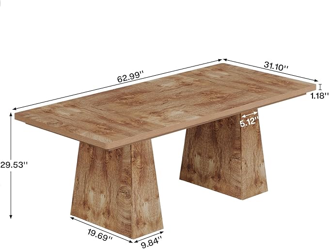Tribesigns 63-Inch Executive Desk Large Office Computer Desk with Double Pedestal Modern Simple Workstations Writing Table Conference Table Business Furniture for Home Office Natural