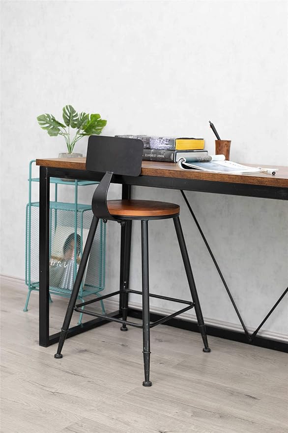 Computer Desk Writing Desk 55 inch Industrial Wooden Style Vintage PC Laptop Table with 0.98 Thicker Board Sturdy Home Office Desk Retro Brown