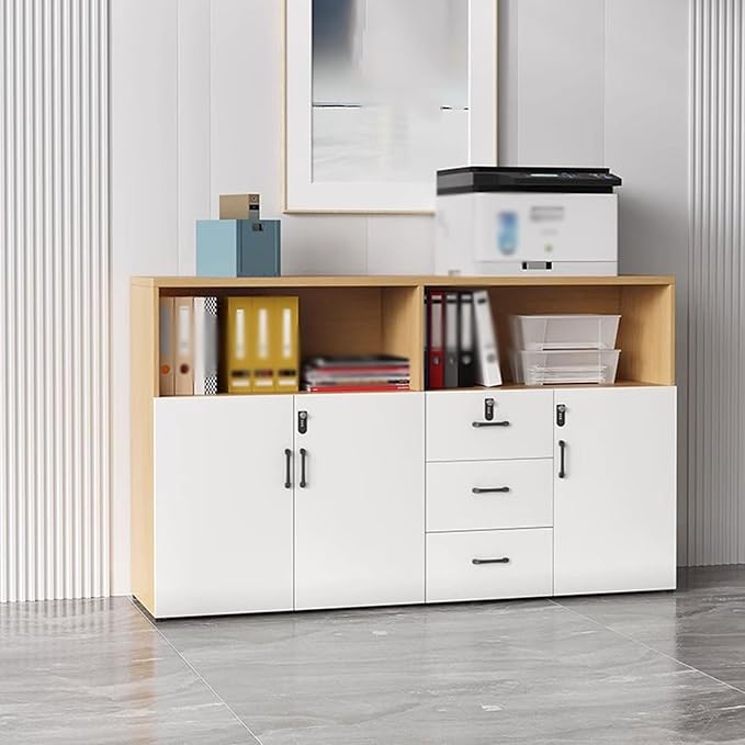 Office Short Cabinet Three-Door File Cabinets Drawer Locker Partition Wall with Lock File Information(B120x40x120cm)