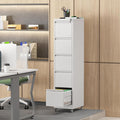 5 Drawer File Cabinet with Lock Metal Mobile Filing Cabinets Office Home Metal Vertical Storage Cabinet for A4 Legal/Letter Size LockedAssembly Required (White 5 Drawer)