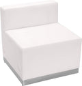 Flash Furniture HERCULES Alon Series White LeatherSoft Chair with Brushed Stainless Steel Base