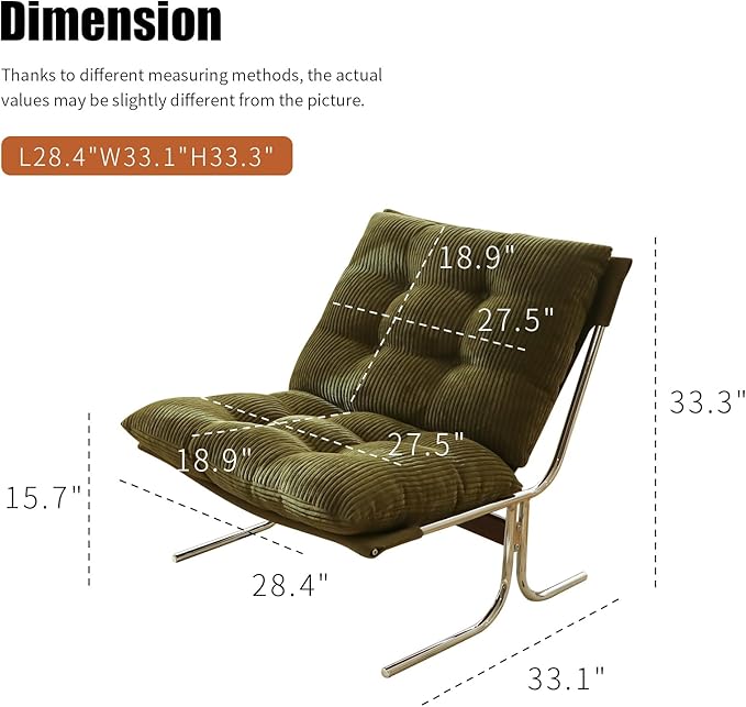 Modern Fabric Accent Chair-High Back Ergonomic Lounge Chair with Soft Padded Seat &amp Sturdy Metal LegsMid-Century Stylish Living Room Armchair for OfficeBedroomDining Room (Green + Fabric)