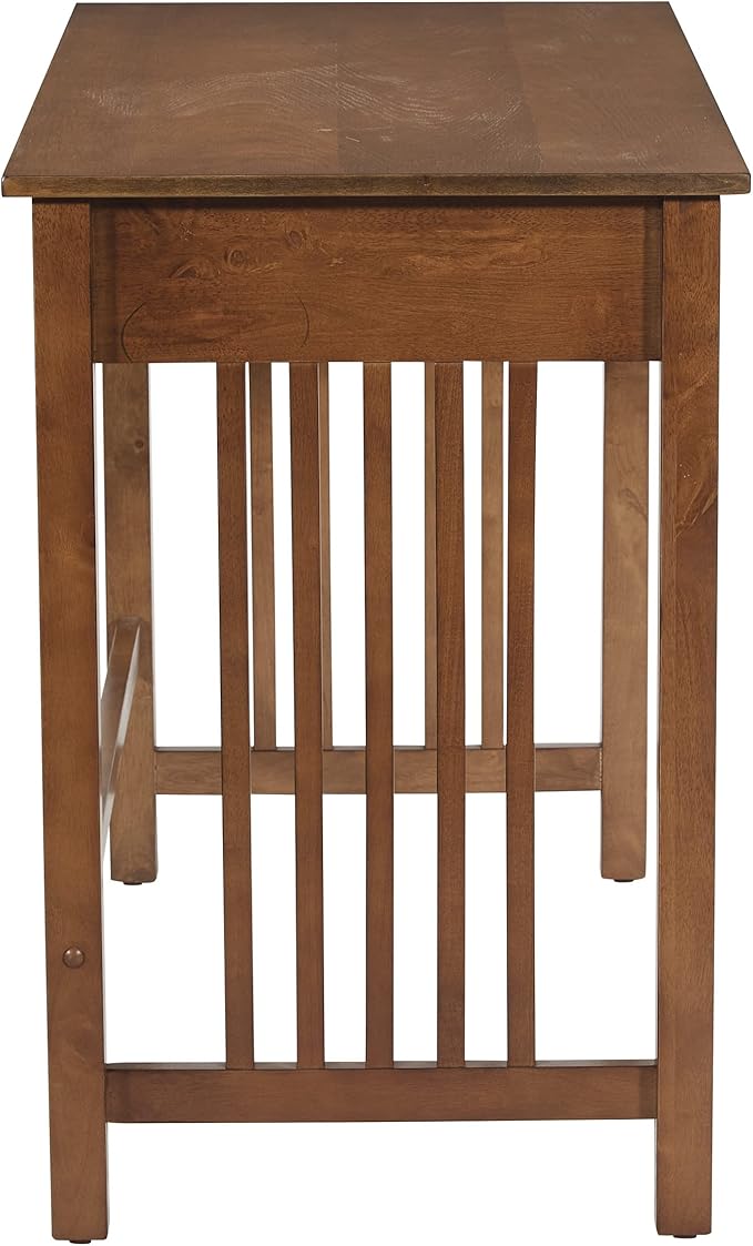 OSP Home Furnishings Sierra Writing Desk with Pull-Out Drawer and Mission Style Side Panels Ash Brown