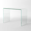 Neos Modern Furniture Bent Glass Computer Desk Rectangular Shaped PC Laptop Workstation Table for Home Office Clear