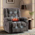 Swivel Recliner Chair for AdultsOversized Rocker Recliner with Vibration Massage and Lumbar HeatErgonomic Rocking Chair with Side Pocket2 Cup HoldersUSB Charge Port for Living Room