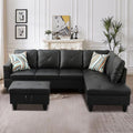 Sectional Couches for Living Room Furniture Sets 4 Seat L Shaped Couches with Ottoman Modular Sectional Sofa for Apartment Furniture Sets Black