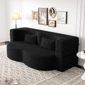 Convertible Sofa Bed Full Size｜78 Sleeper Couch with 2 Pillows｜Boucle Fabric Folding Sofa Bed｜High-Density Foam｜No Assembly｜Space-Saving｜for Living Room Guest Room｜Black