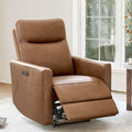 CHITA Genuine Leather Power Recliner Chair for Adults Electric Wall Hugger Recliner for Small Spaces Modern Living Room and RV Recliner Chair with Adjustable Power Headrest &amp Charging Ports Bro