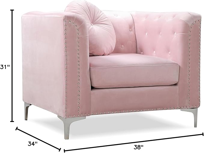 Glory Furniture Pompano Velvet Upholstered Chair in Ivory