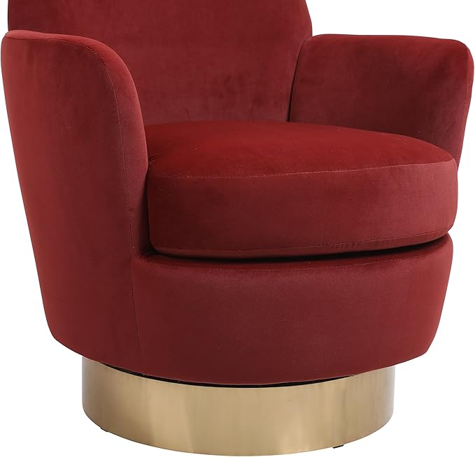 Set of 2 Swivel Accent Chair Modern Velvet American Design Swivel Round Barrel Chairs Upholstered Cozy Style for Living Room Bedroom Home Office (Brownish red 2-Pack)