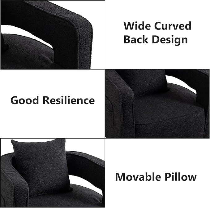 Chifee &amp Vingol 28.9 Boucle Modern Swivel Accent Barrel Chair Set of 2Black