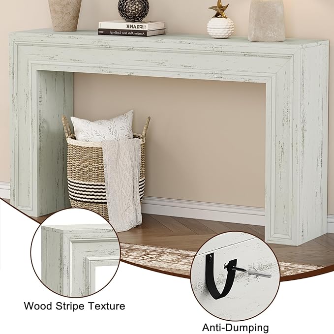 Rresyet 55 Inch Long Console Table Sofa Table Behind Sofa Wooden Entryway Table Farmhouse Entryway Table for Entry Hallway Living Room (White)