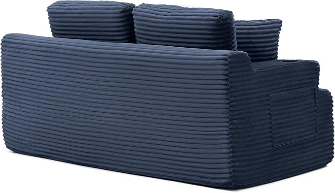 Floor Loveseat Boneless Sofa Couch in a Box with Cup Holder and Side Pockets Corduroy Upholstered 2 Seater Cloud Foam Sofa with Deep Seating for Living Room No Assembly | Breathable material Cuphol