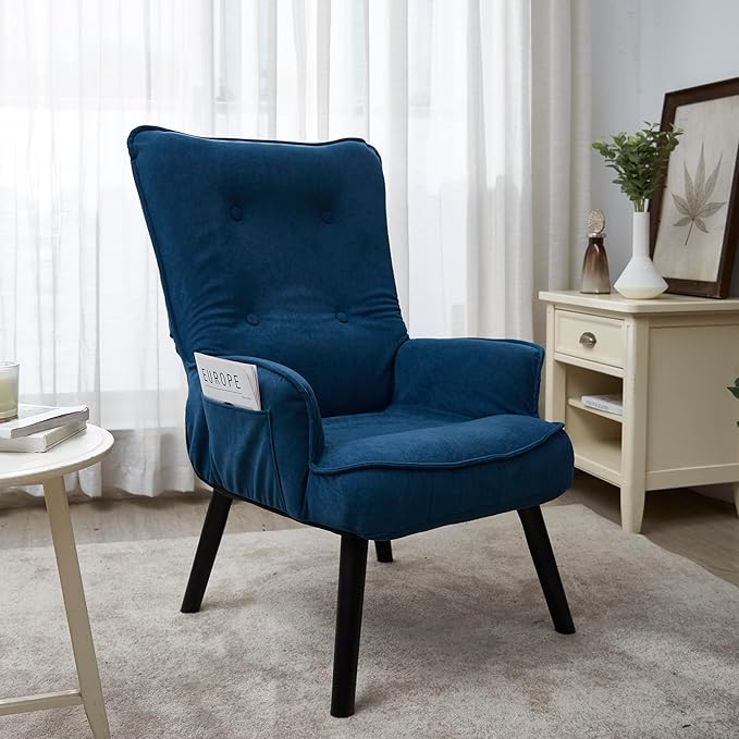 Accent Chair TV Chair Living Room Chair with OttomanModern Vanity Chair with Arms Upholstered Tall Back Desk Chair for Bedroom