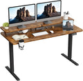 JUMMICO Electric Standing Desk Adjustable Height Desk 55 x 24 Inch with Monitor Stand (Rustic Brown)