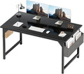 Shahoo 48 Inch Computer Desk Wood Modern Simple PC Home Office Table with Storage Bag and Headphone Hook for Home Office Study Writing Black