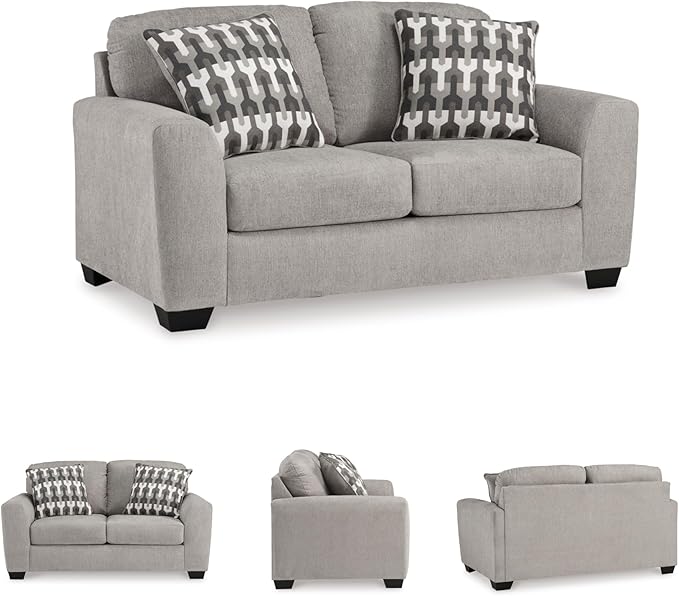 Signature Design by Ashley Avenal Park Casual Loveseat with 2 Toss Pillows Light Gray
