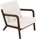 GarveeHome Mid-Century Accent Chair Cozy Sherpa Reading and Lounge Armchair with Lumbar Pillow Modern Wood Frame for Living Room Bedroom Office Beige