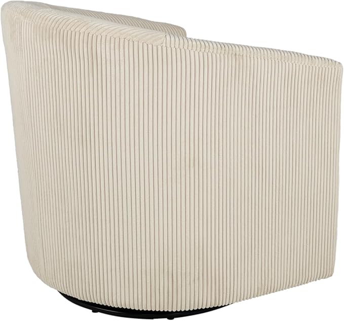 Corduroy Swivel Chair with U-Shaped Back 360° Rotating Accent Chair Fully Assembled Modern Barrel Chair for Living Room Bedroom Reading Nookc (Beige)