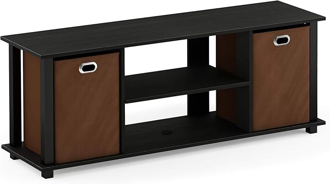 FURINNO Econ Entertainment Center Americano/Black/Brown 42 Inch TV Size