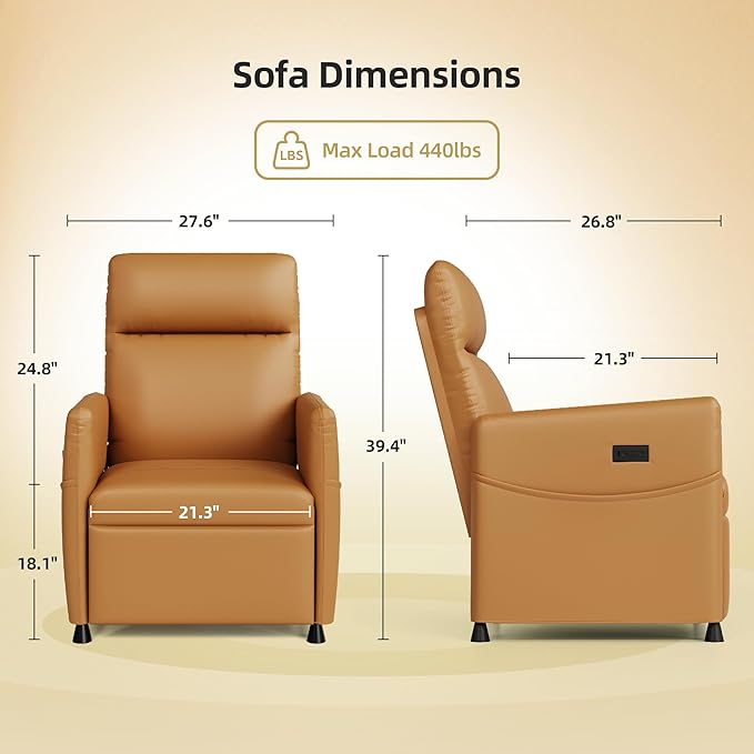 Power Swivel Recliner Chairs Leather Electric Glider Rocking Chair for Adults with Footrest &amp Backrest Nursery Recliner Chairs for Small Spaces Living Room (Brown)
