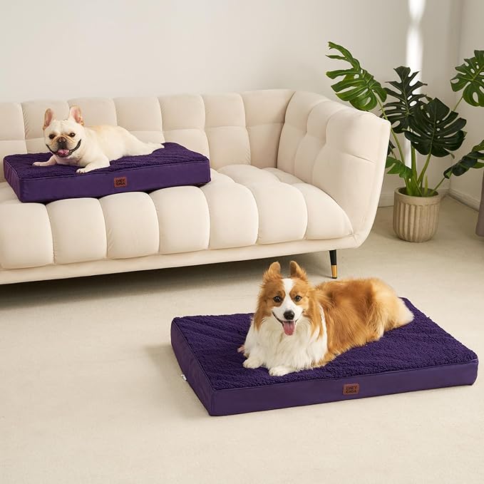 EHEYCIGA Orthopedic XL Dog Beds for Extra Large Dogs with Removable Washable Cover for Crate Purple 41x27