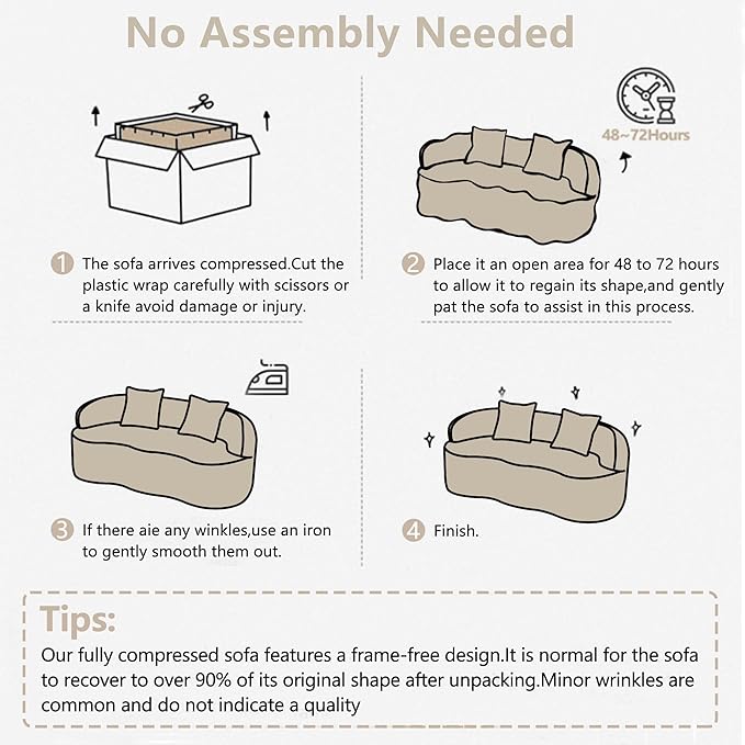 73”Curved Loveseat Sofa for Living Room Deep Seat Love Seat Couch with 2 Throw Pillows Modern Loveseat Adopt Teddy Fabric Suitable Small Spaces The Cloud Loveseat No Assembly Needed