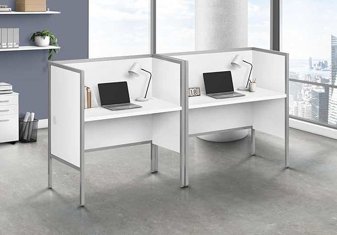 Monarch Specialties I 7729 Office Cubicle 48 L Desk Work Commercial Grade White Laminate Silver Metal