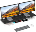 Dual Monitor Stand Riser 40 Large Computer Monitor Stands for 2 Monitors Wooden Desktop Organizer Shelf for Office Desk Computer Laptop TV Monitor Printer