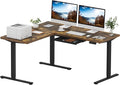 SANODESK L Shaped Electric Standing Desk with Drawer 63 Inch Ergonomic Adjustable Height Desk with Storage Corner Desk Sit Stand up Computer Table for Work Office Home Rustic Brown