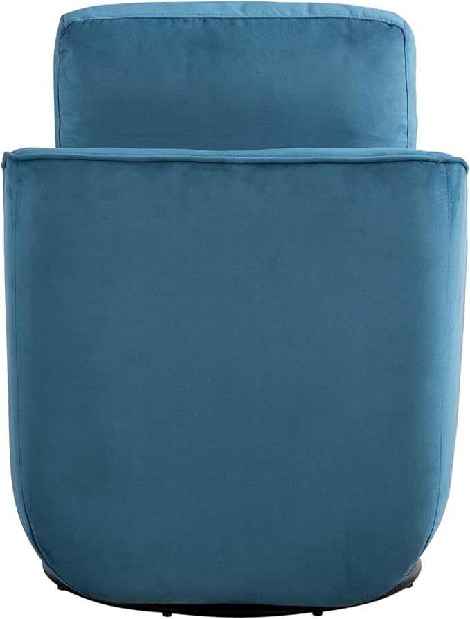 Studio Living® Lydia 35.3 Swivel Accent Chair Modern Boho Fully Assembled Pocket Coil Comfort Round Swivel Base Leg Soft Velvet Fabric Blue