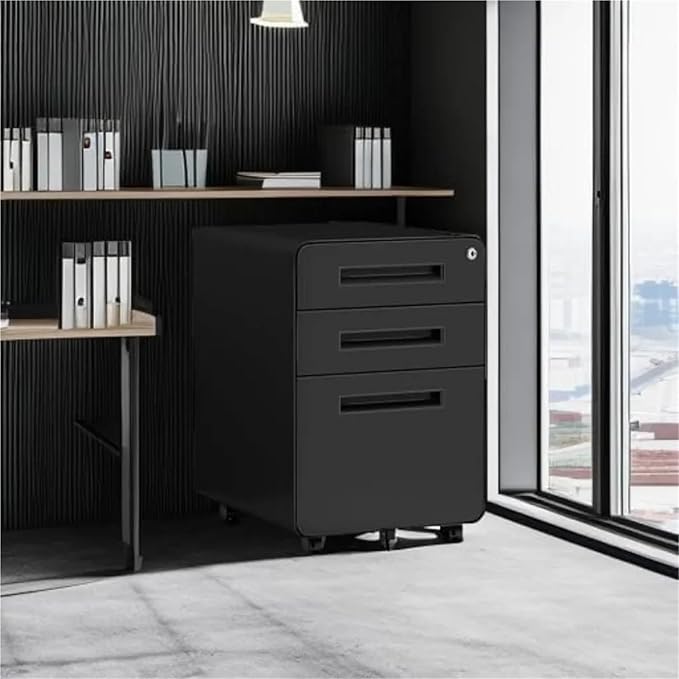Mobile File Cabinet Mobile Filing Cabinet 3 Drawer Modern Black for Home Office(White)