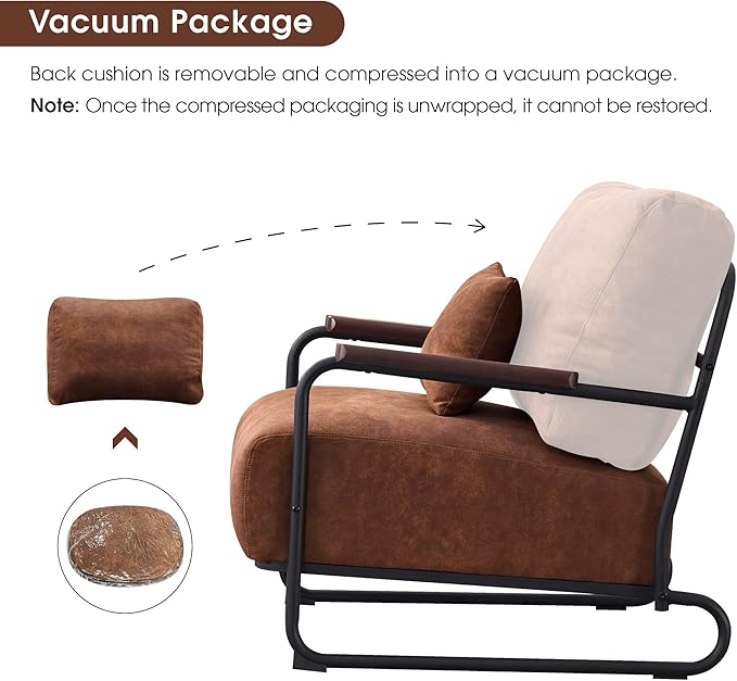 MCombo Modern Accent Chairs Upholstered Reading Chair Wooden Armrests Guest Chair for Living Room Bedroom Office HQ102 (2 Saddle)