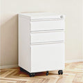 3 Drawer File Cabinet with LockRolling Mobile File Cabinet with Wheels for Home OfficeUnder Desk Metal Filing CabinetOffice Storage OrganizerFully AssembledWhite