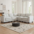 97 5 Seater L Shaped Couch Corner Sofa Oversized Cloud Couch with 2 Pillows Chenille Modular Sectional Sofa Armrests with Two Hidden Storage Space Sectional Couches for Living Room Beige