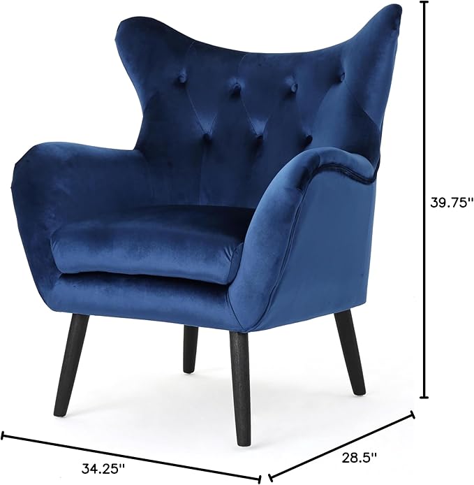 Velvet Button Tufted Wing Back Accent Chair Modern Arm Chair for Living Room/Bedroom/Office Guest Reception
