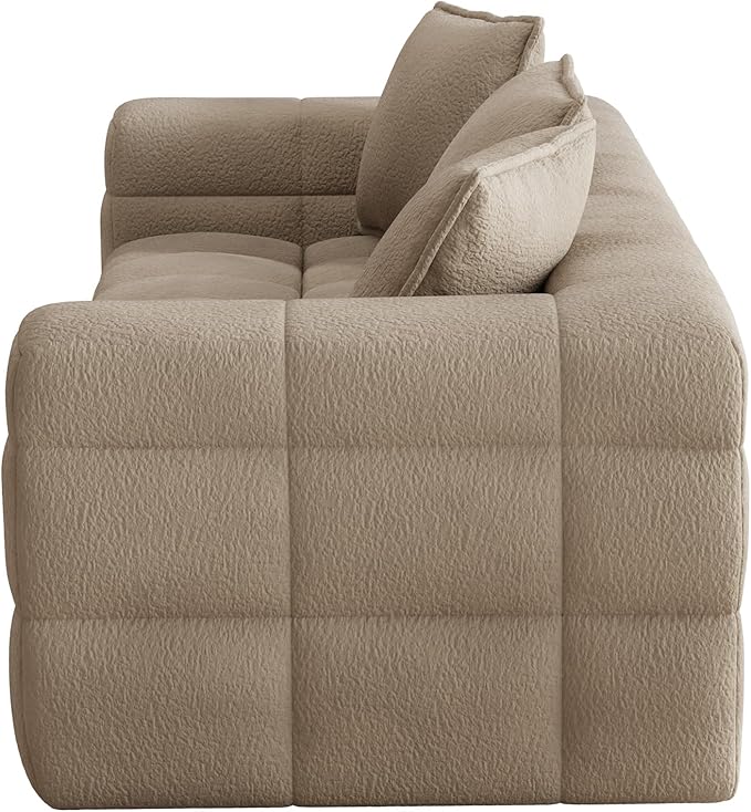 91.3 Boneless CouchComfy Cloud Sectional Sofa with Deep SeatModern Upholstered Chenille Love Seat Sofa Oversized Couches for Living Room No Assembly Required Tufted Sofas Light Brown