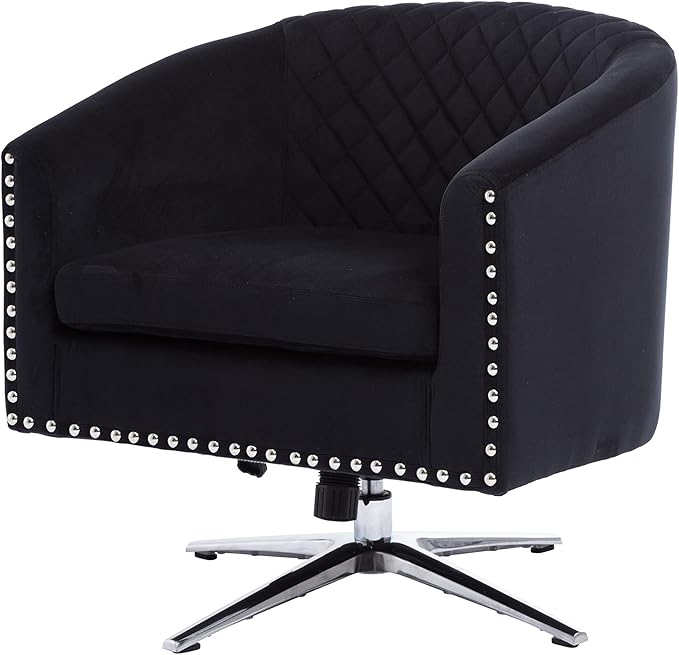 Swivel Barrel Chair Living Room Chair with Nailheads and Metal Base