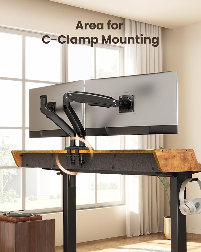 ErGear Electric Standing Desk with Drawers 48″ x 24″ Gaming Table Compatible Monitor Stand Stand up Desks Home Office Height-Adjustable Desk with Storage Shelf 4 Preset Heights Vintage Brown