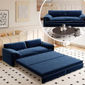 66‘’ Velvet Queen Pull Out Sofa Bed 3-in-1 Convertible Sleeper Sofa Couch with Armrest for Living Room Apartment Blue