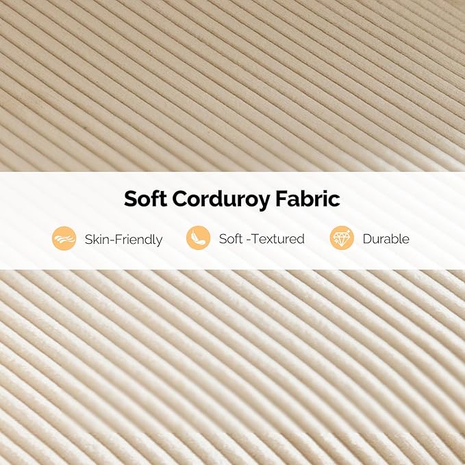 VINGLI Movable Ottoman for Corduroy Cloud Sectional Couches Cream