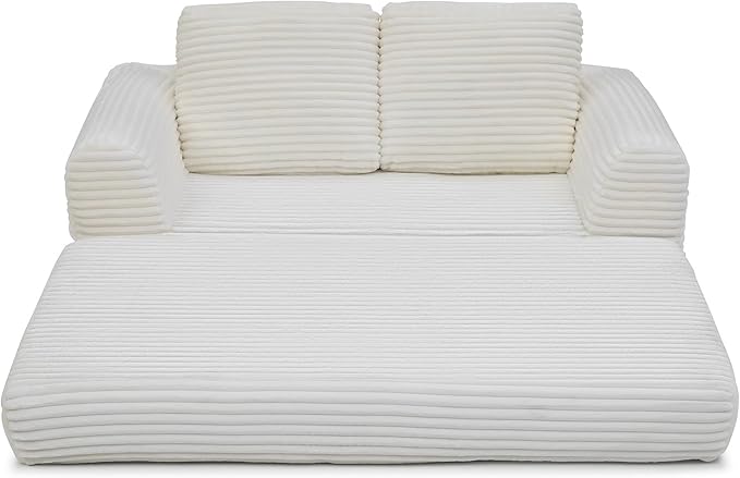 Foldable Boneless Love Seat Couches in a Box Modern Floor Foam Sleeper Sofa Bed 2-in-1 Convertible Cloud Sofa for Home Apartments Bedroom